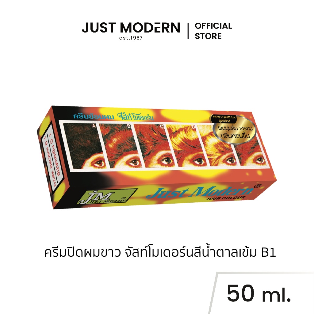 Just Modern (จัสท์โมเดอร์น) ครีมย้อมผม ปิดผมขาว สีนํ้าตาลเข้ม บี1 Grey Coverage Hair Cream Dark Brow