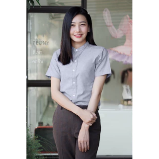 @รวมเสื้อเชิ้ตแขนสั้นคอจีน Lady Shirt 16 สี Cotton Oxford ผ้าคุณภาพ สวมใส่สบาย Made in Thailand