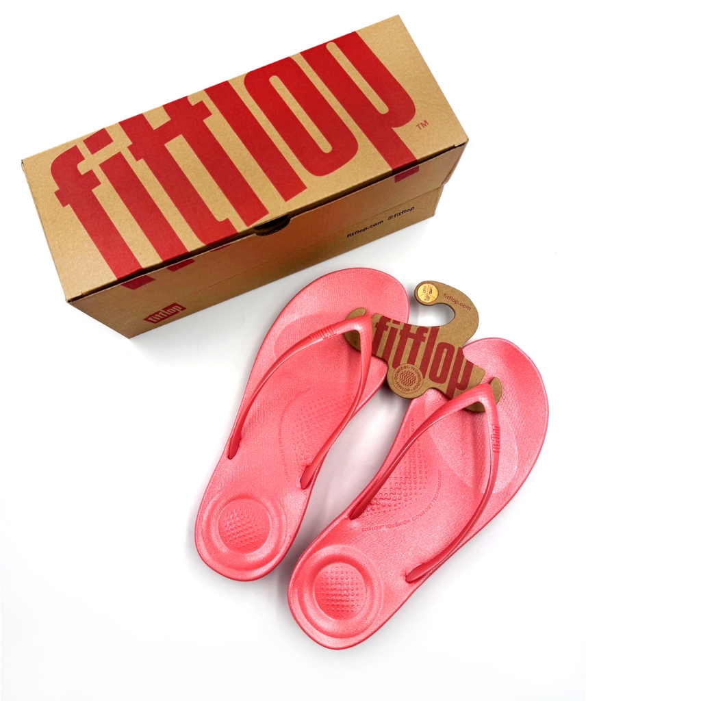 Fitflop รองเท้าแตะ Iqushion Pearlized Ergonomic สีแดง #39