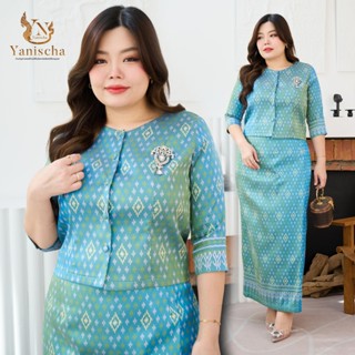 ชุดร้านญาณิศชา ผ้าไทย ชุดสาวอวบ เสื้อผ้าไหม จันทร์วาด ทอลายท…