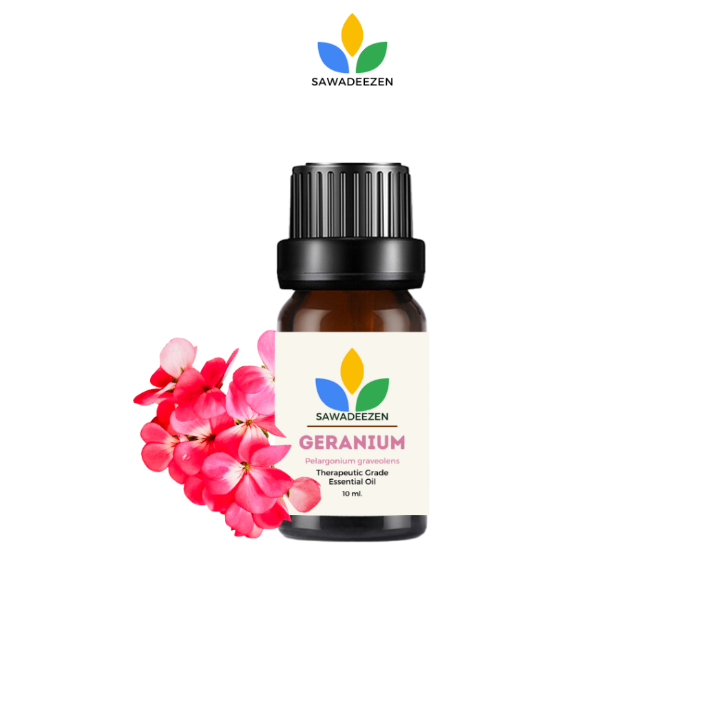 Geranium Essential Oil, 100% Pure, Therapeutic Grade, 10 ml น้ำมันหอมระเหย กลิ่น เจอราเนียม Aroma Oil|SawadeeZen