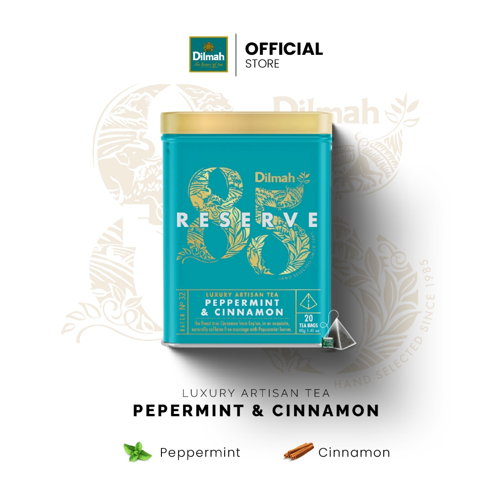 [รุ่นใหม่] ดิลมา 85 Reserve Peppermint & Cinnamon Infusion (20 Luxury Leaf Tea Bags)