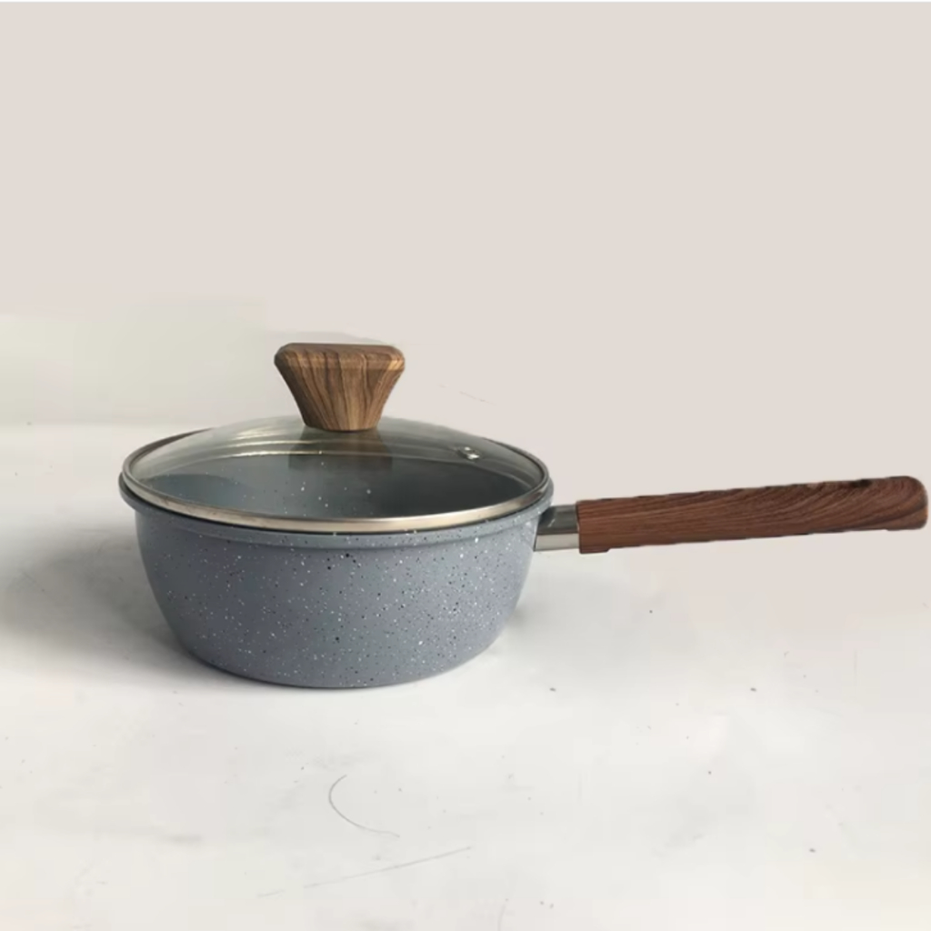 ใหม่ 2025 หม้อ กระทะ เคลือบแกรนิต พร้อมฝาแก้ว ด้ามจับไม้ สามารถใช้ได้กับเตาทุกประเภท ขนาด 16cm 20cm มีทั้งหมด 3 สี - รูปที่ 5