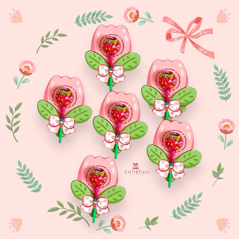 🌷5 ชิ้น การ์ดอมยิ้ม ลายดอกทิวลิป🌷[สินค้าพร้อมส่งค่ะ]