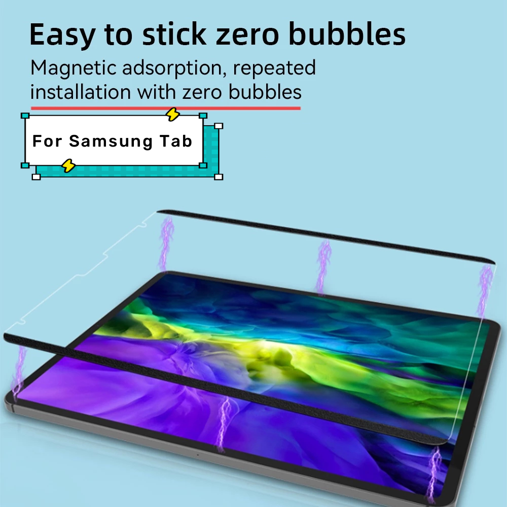 ฟิล์มกระดาษแม่เหล็ก ถอดออกได้ For Samsung Tab S10+ S9+ S8+ S7 FE A9+ล้างทําความสะอาดได้ แม่เหล็กถอดออกได้ฟิล์ม
