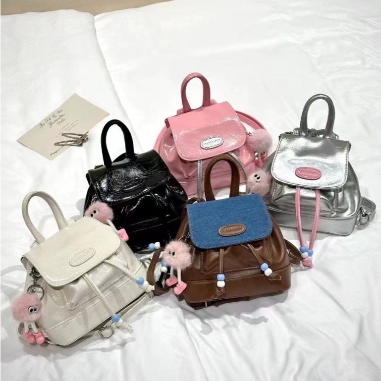 shiny girl:กระเป๋าเป้มีนี้น่ารักมาก มี 4 สีให้เลือก หนัง pu ไม่มีพวงกุญแจแถมให้ค่ะ H5730