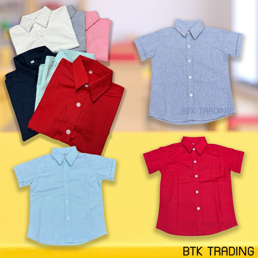 เสื้อเชิ้ตเด็ก สีพื้น เสื้อเชิ้ตเด็กชาย เชิ้ตแขนสั้น ทรงกำลังดี งานไทย ผ้าอ็อกฟอร์ด สวมใส่สบาย ราคา ถูกที่สุด ดีลบีเคเค แกลเลอรีภาพที่ 5