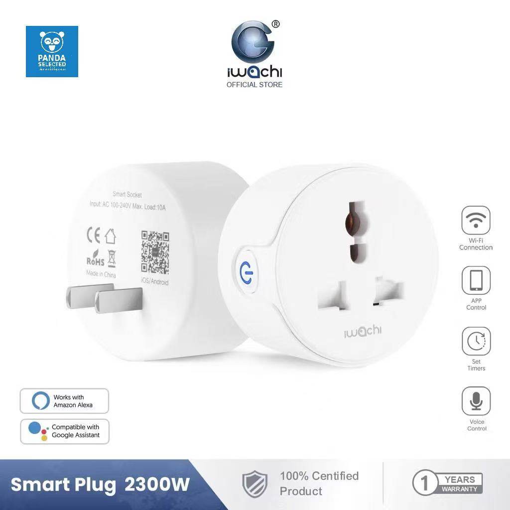 ปลั๊กไวไฟ IWACHI Smart Socket สมาร์ทปลั๊กไฟ 10A/2300W ปลั๊กไฟ wifi การควบคุมระยะไกล สั่งงานด้วยเสียง