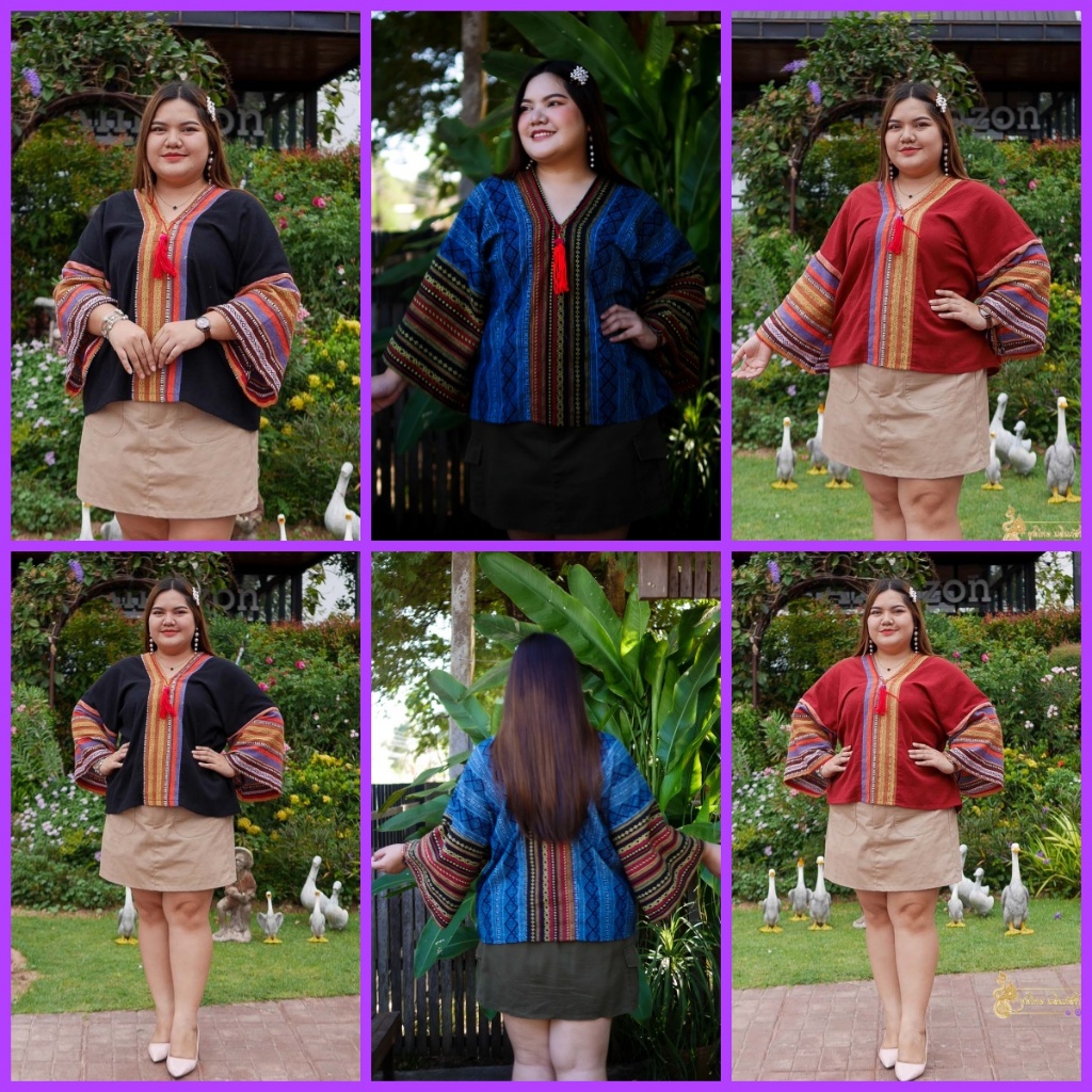 เสื้ออก 50 54 58*เสื้อม้งไซส์ใหญ่ เสื้อพื้นเมืองดหนือคนอ้วน ชุดกะเหรี่ยงชาวดอย"