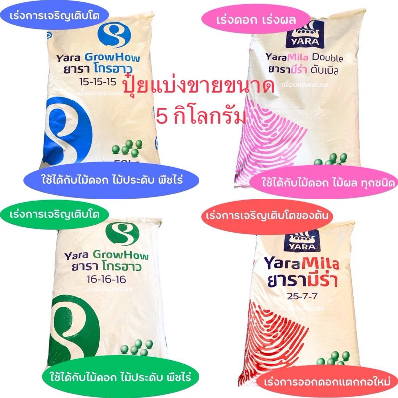 ปุ๋ยแบ่งขายขนาด5กิโลกรัม25-7-7,16-16-16,15-15-15,8-24-24