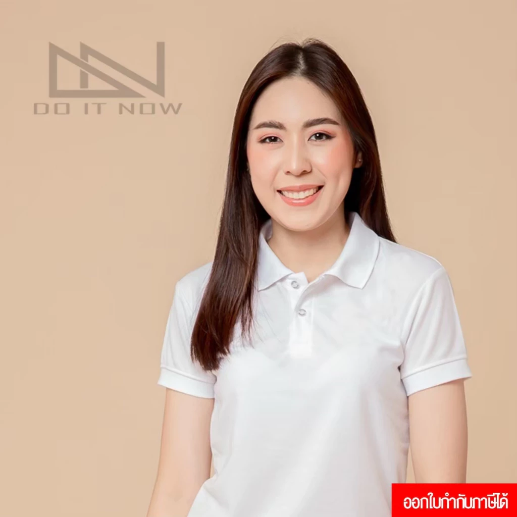 เสื้อโปโลแขนจั๊ม 🔥สีขาว🔥 (หญิง) By Doitnow สินค้าคุณภาพ จากแห่งผลิตโดยตรง!!