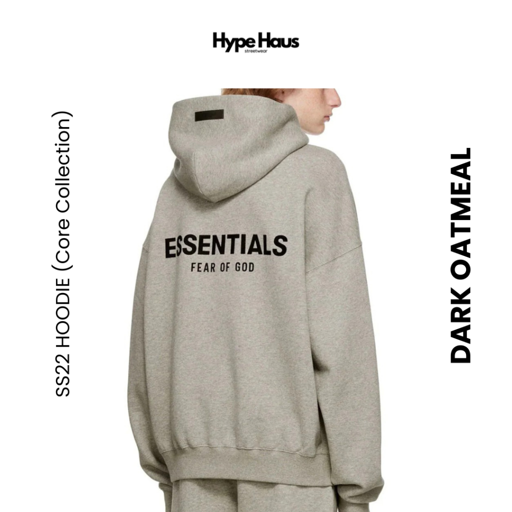 [พร้อมส่ง] Essentials SS22 Hoodie - Dark Oatmeal (โลโก่กำมะหยี่)