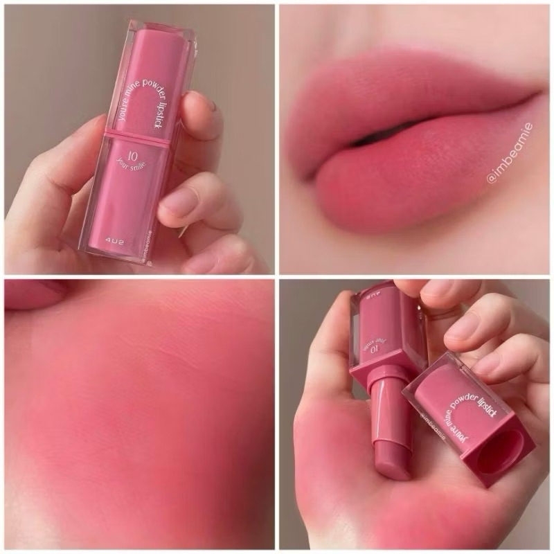 ลิป 4U2 รุ่นใหม่ เบอร์ 10 Your Smile ชมพูคูลโทนกำลังฮิต แต่สีนี้ทาง่าย ไม่โดดจากผิว ทาได้ทุกวันเนื้อ