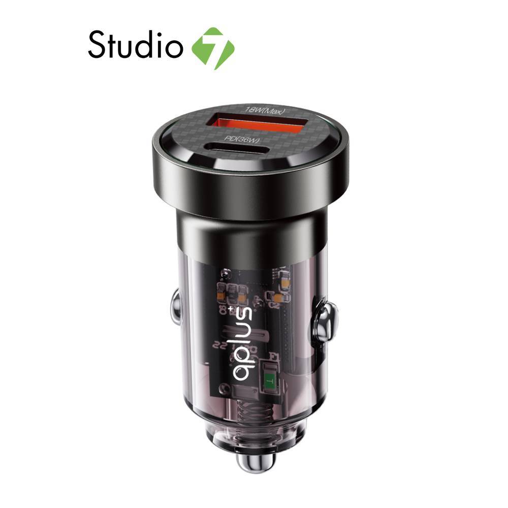 ที่ชาร์จแบตในรถ QPLUS 1 USB-A / 1 USB-C 36W Black by Studio7