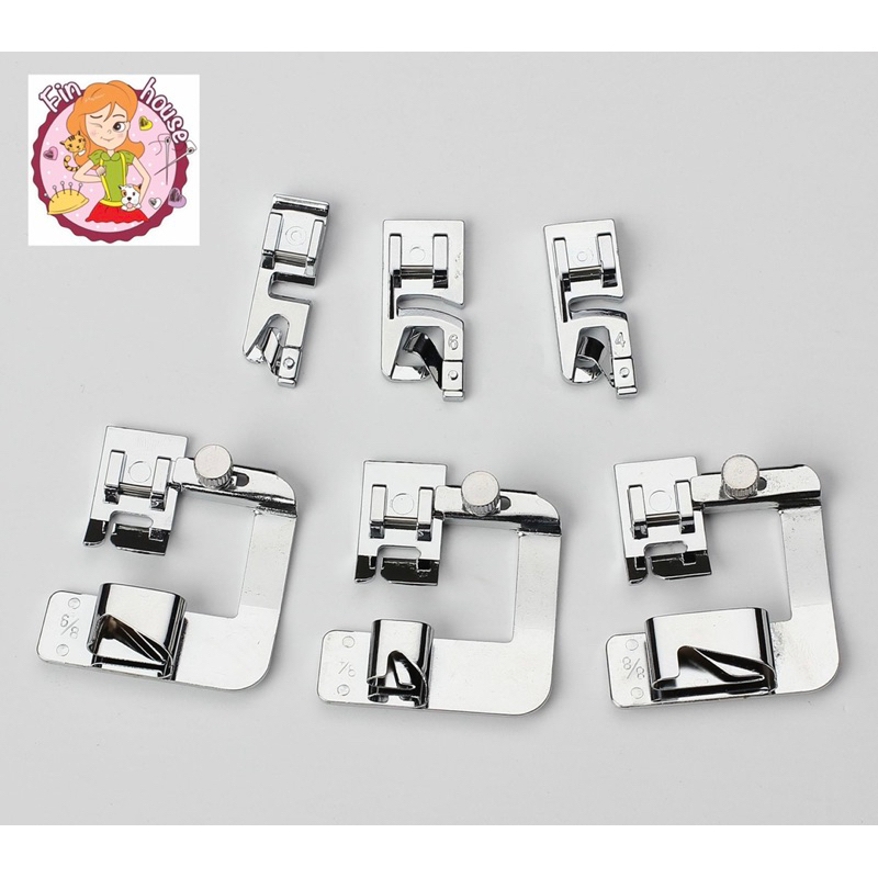 🧸ตีนผีม้วนริม รุ่น:(3mm/4mm/6mm）ตีนผีจักรกระเป๋าหิ้ว (ชุด3ขนาด) JANOME BROTHER SINGER Elna Evira 🧵🪡