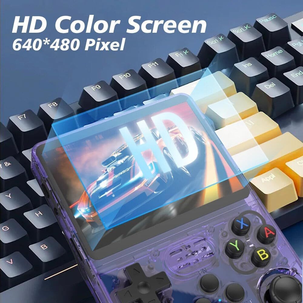 R36s Retro เกมพกพาระบบ Linux จอ IPS 35 นิ้วรองรับ 64GB128G แบตอึดเปิดแหล่งเกมคลาสสิกเหมาะเดินทาง