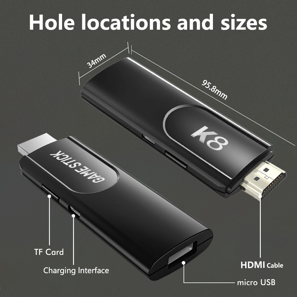 game stick เกม HDMI 4K เครื่องเล่นเกมย้อนยุค ที่จับเกมบลูทูธ 64Gb ในตัวมี 20,000/30000+ เกมส์ต่อทีวี เกม
