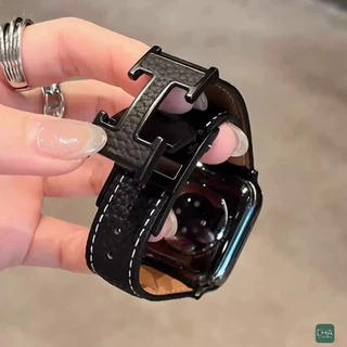สายนาฬิกา Smartwatch สายหนัง H แบบตัวล็อค พรีเมี่ยม 38/41/42/40/44/45/46มม สําหรับ watch Series 11 10 9 8 ultra 7 6 5 4