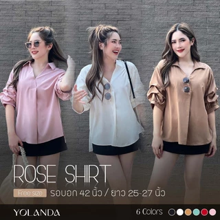 Yolanda เชิ้ตแขนสั้น Lady Outfits ผู้หญิง เสื้อผ้า เชิ้ตสีพื้น เสื้อแฟชั่นผู้หญิง FF1004