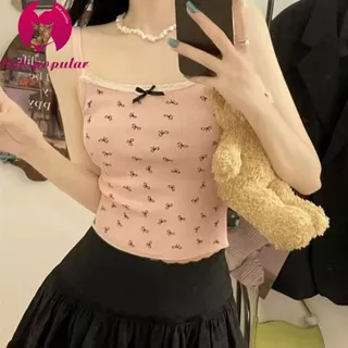 YY70 เสื้อสายเดี่ยว ดีเทลสายลูกไม้ยืดได้ เสื้อฟรีไซส์มีฟองน้ำในตัว