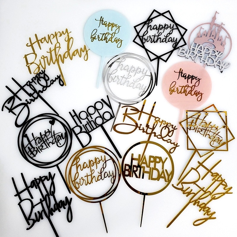 COD ป้ายปักเค้ก ป้ายhbd, ชุดแท่งอะคริลิค สําหรับตกแต่งเค้ก, ป้าย happy birthday