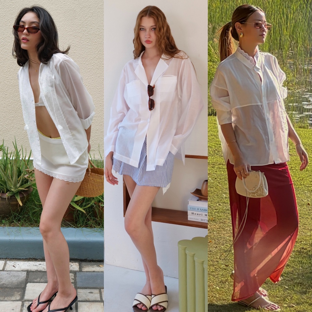 Try_yorata | Wing collar tencel shirt 🌱,Oxford skorts ,Maxi dress ,Moonlit shirt เดรสตรุษจีน ชุดเซ็ทน่ารักๆ สีขาว