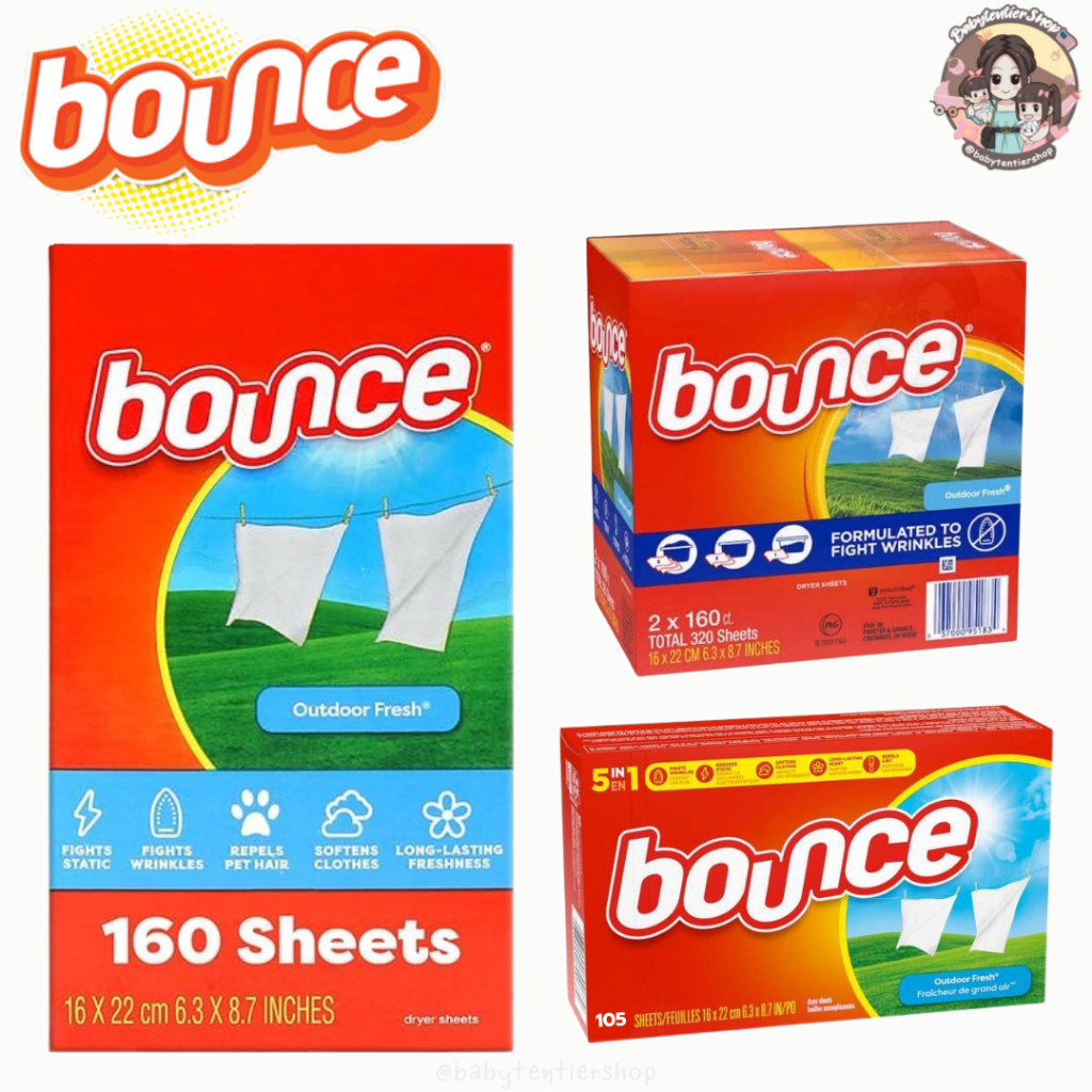 พร้อมส่ง🛵แผ่นอบผ้า Bounce Dryer Sheets, Outdoor Fresh