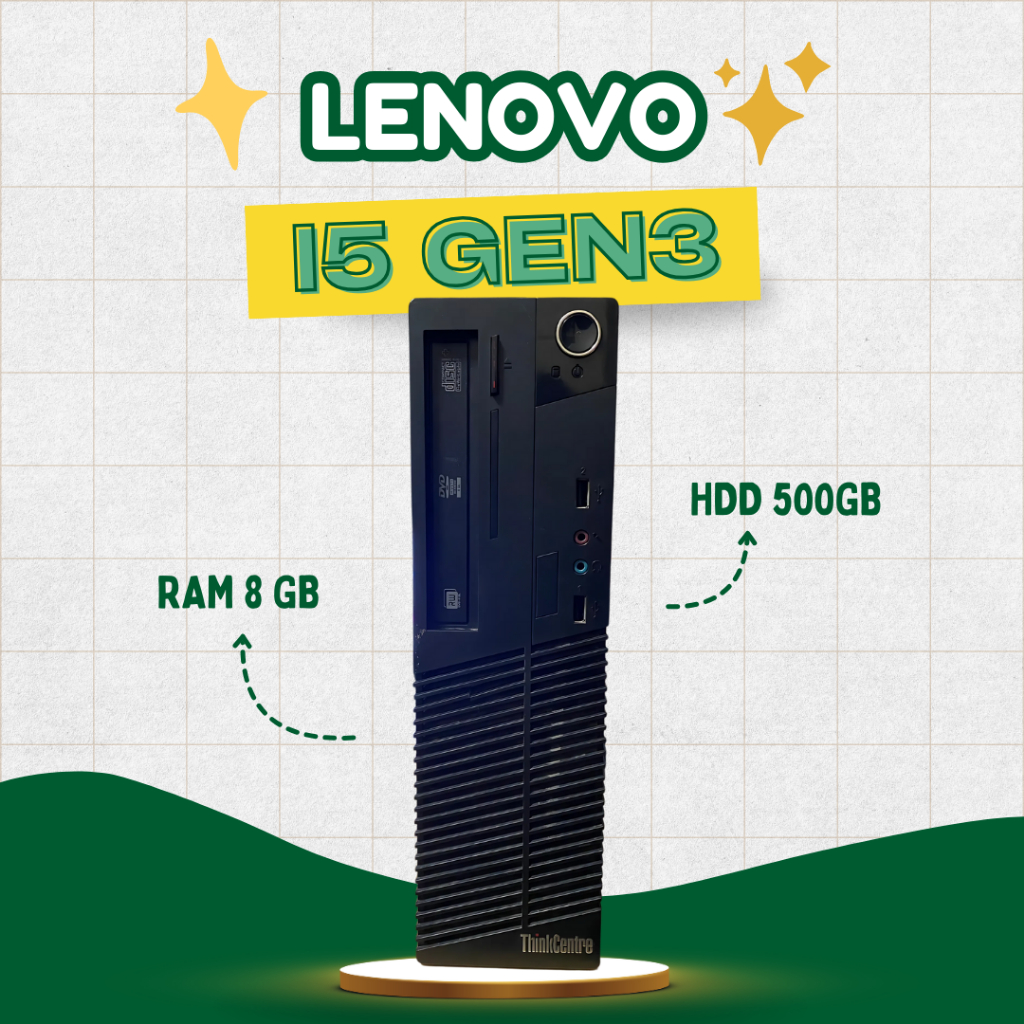LENOVO I5-3550 | RAM 8GB | HDD 500GB พีซีมือสองลงโปรมแกรมให้พร้อมใช้งาน แถมฟรีสาย AC 1 เส้น
