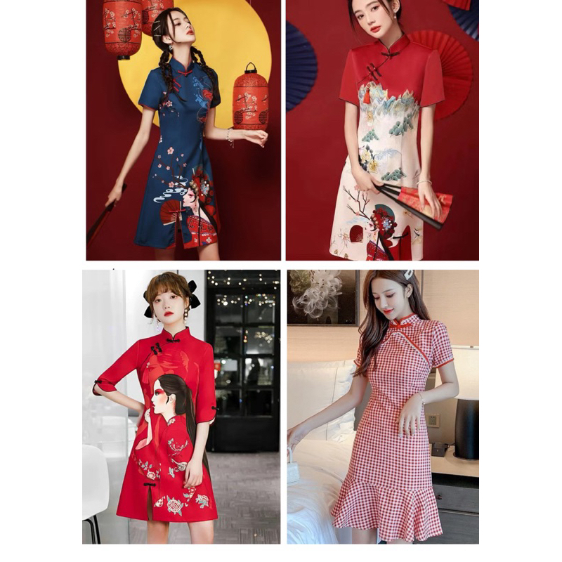 พร้อมส่ง🇹🇭รวมชุดกี่เพ้าฤดูร้อนหญิง 2025 ใส่ตรุษจีนใส่เที่ยว ถ่ายรูปใหม่ของสไตล์จีนสไตล์หนุ่มเล็กสไตล์สั้นทอดถนนชุด