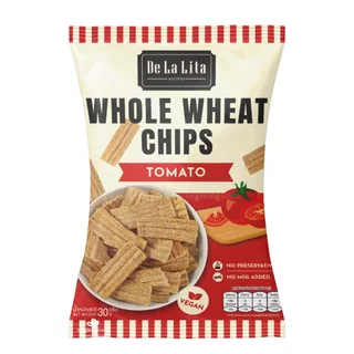De La Lita โฮลวีตชิพส์ ขนมอบกรอบแป้งโฮลวีต ไม่ใส่ผงชูรส มี 5 รสชาติ Whole Wheat Chips No MSG De Lalita