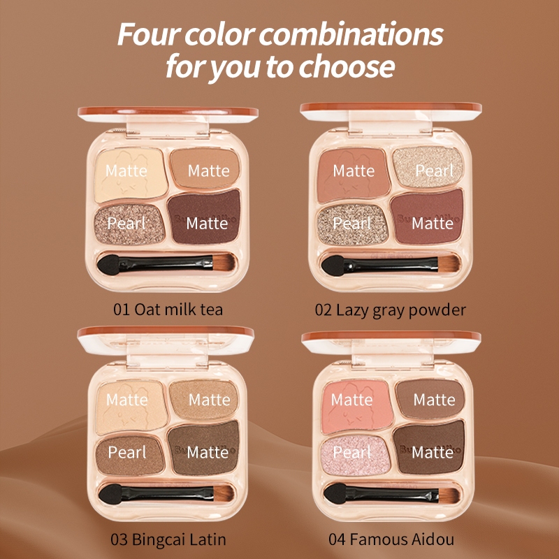 Oma อายแชโดว์ เนื้อฝุ่น เรียบเนียน ประกายชิมเมอร์ สีสวย กันน้ำ ติดทนนาน ทนทาน สําหรับทุกสภาพผิว 4 สี