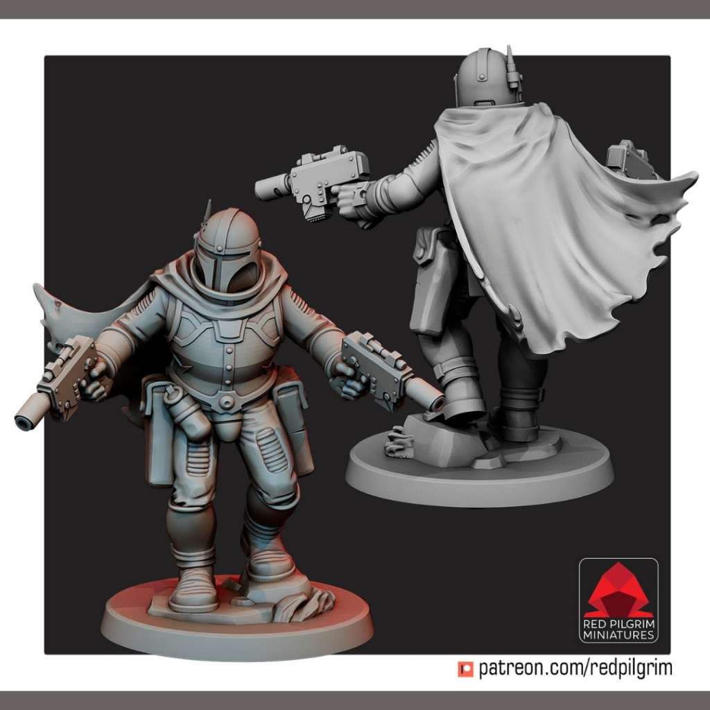 Bounty Hunter (Companion) - Humanoid Human / 28mm scale 3D printed miniature RPG