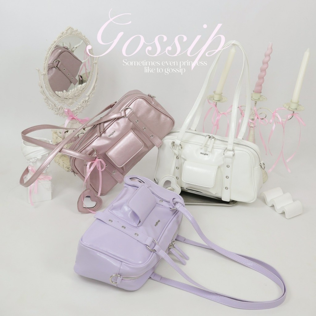 8anglesshop - 💗🎧กระเป๋า Gossip (Ballet bag) ขนาด11นิ้ว ฟรี กระจกหัวใจ + สายยาว by 8angles shop D090