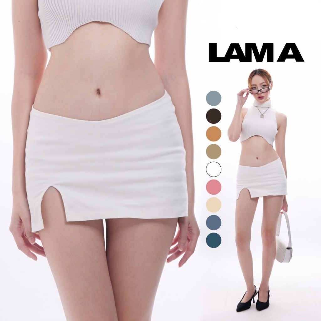 Bliss skirt กระโปรงผ่าหน้า ดีเทล เอววี โชว์หน้าท้อง