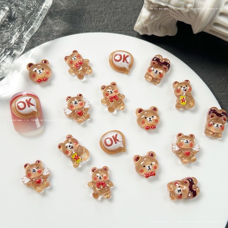 อะไหล่ติดเล็บน้องหมีคละลาย 50ตัว/ห่อ สินค้าพร้อมส่ง