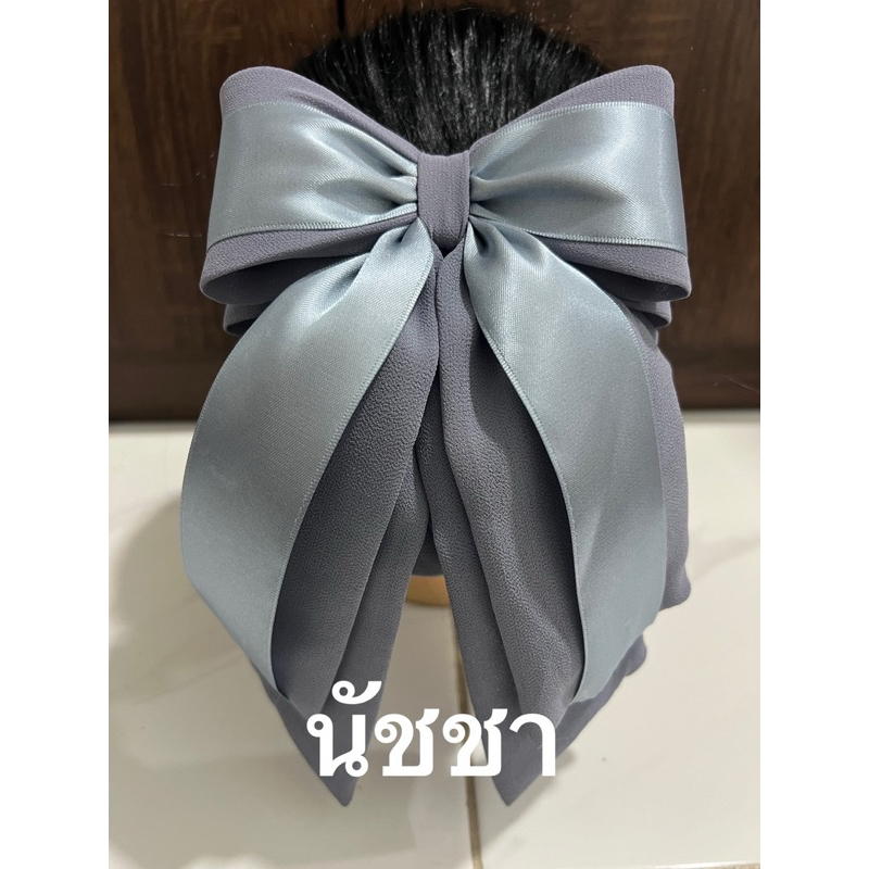 เน็ตติดผมผ้าชีฟองสีเทามีที่เก็บผมขนาดใหญ่