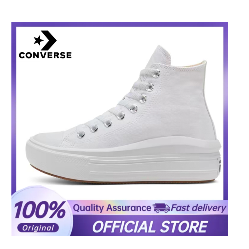 【100%Original】Converse All Star Move White High Top Sneakers For Women 568498C