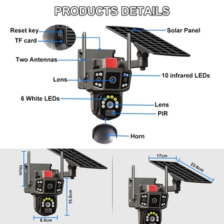 11พร้อมส่ง 4G/ WIFI Camera 12MP 6K 18LED Solar Cell กล้องวงจรปิดใส่ซิม /ไวไฟ โซลาร์เซล ชัด12ล้านพิกเซล กล้อง2เลนส์3จอ