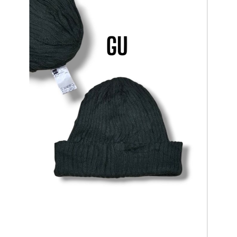 หมวกไหมพรม GU มือสอง สีเขียวขี้ม้า สภาพดี 🌟Free size🌟G010⚡