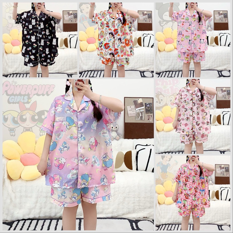 ✨P999 ❤️ ชุดนอน ผ้าไหมอิตาลี่ ❤️ชุดนอนลายการ์ตูนน่ารัก  ลายเจ้าหญิง มีหลายสีให้เลือก แขนสั้น ขาสั้น ผ้าบางเบาใส่สบาย👈🏻✨ - รูปที่ 3