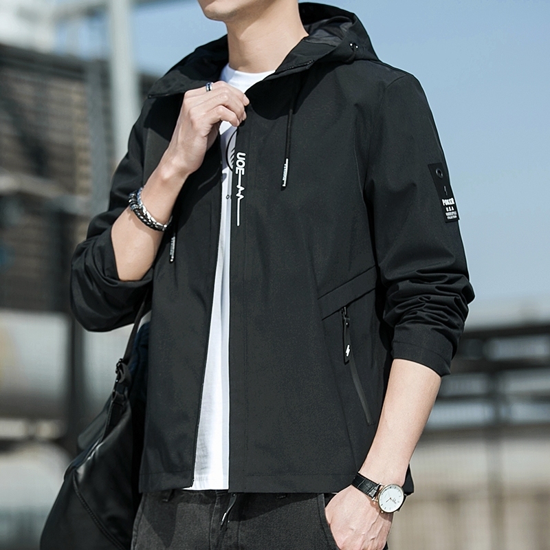 เสื้อแจ็กเก็ตลำลอง มีฮู้ด แบบมีซิป สวมใส่สบาย แขนยาว 2 ข้าว ซิปหน้า คลุมกันแดด กันลม ทรงหลวม JK003