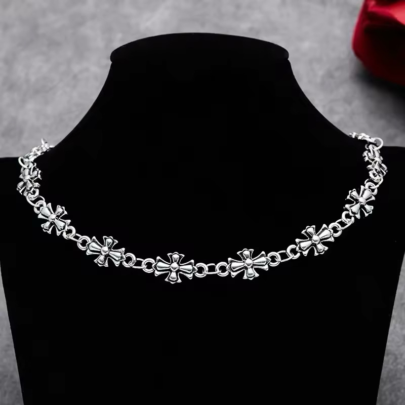 ส่งไว | สร้อยคอเท่ๆ สไตล์ chrome heart เรโทร พังก์ เงิน สไตล์โกธิค วินเทจ