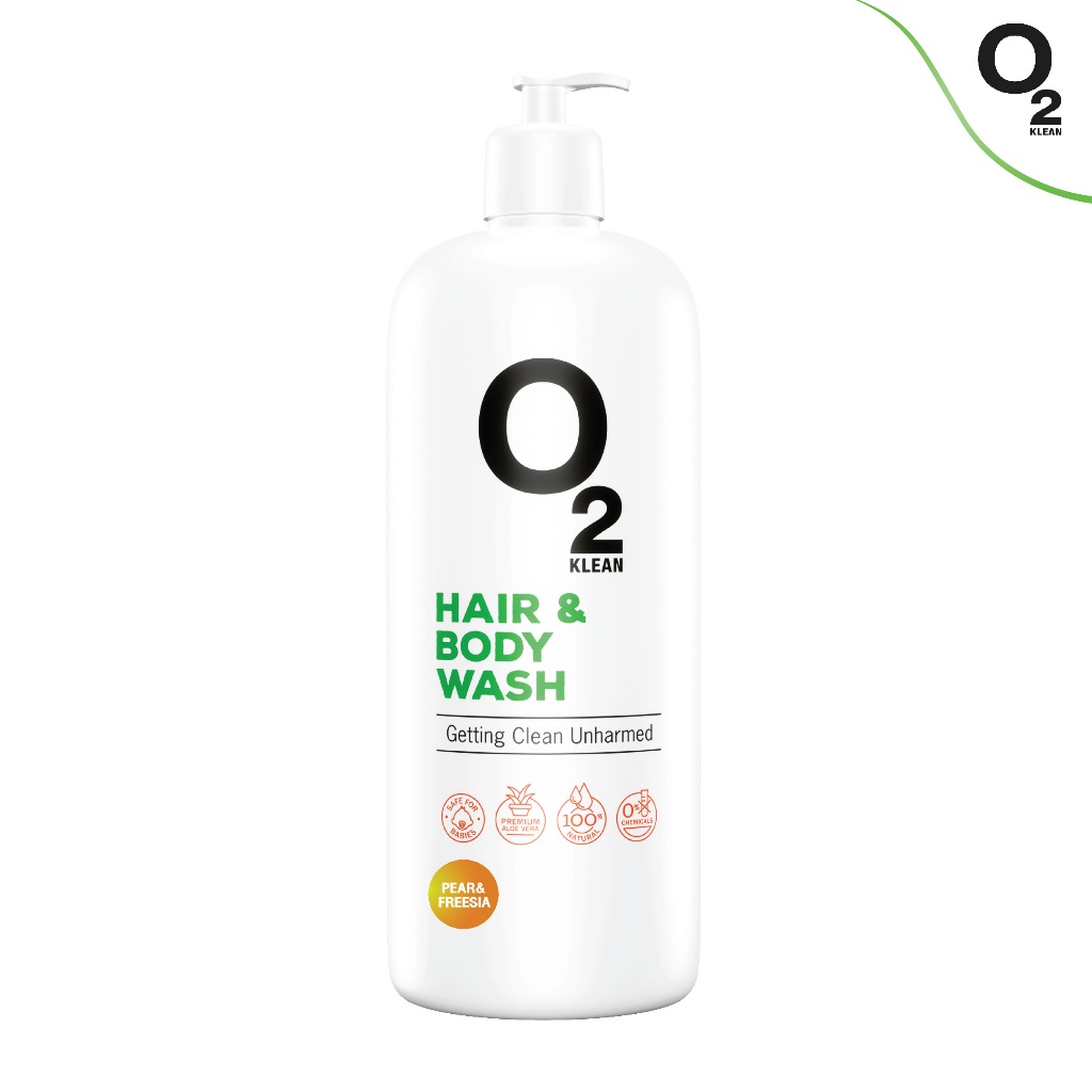 O2 Klean Hair & Body Wash สบู่เหลวและแชมพูในขวดเดียว กลิ่น Pear&freesia ขนาด 600 ml