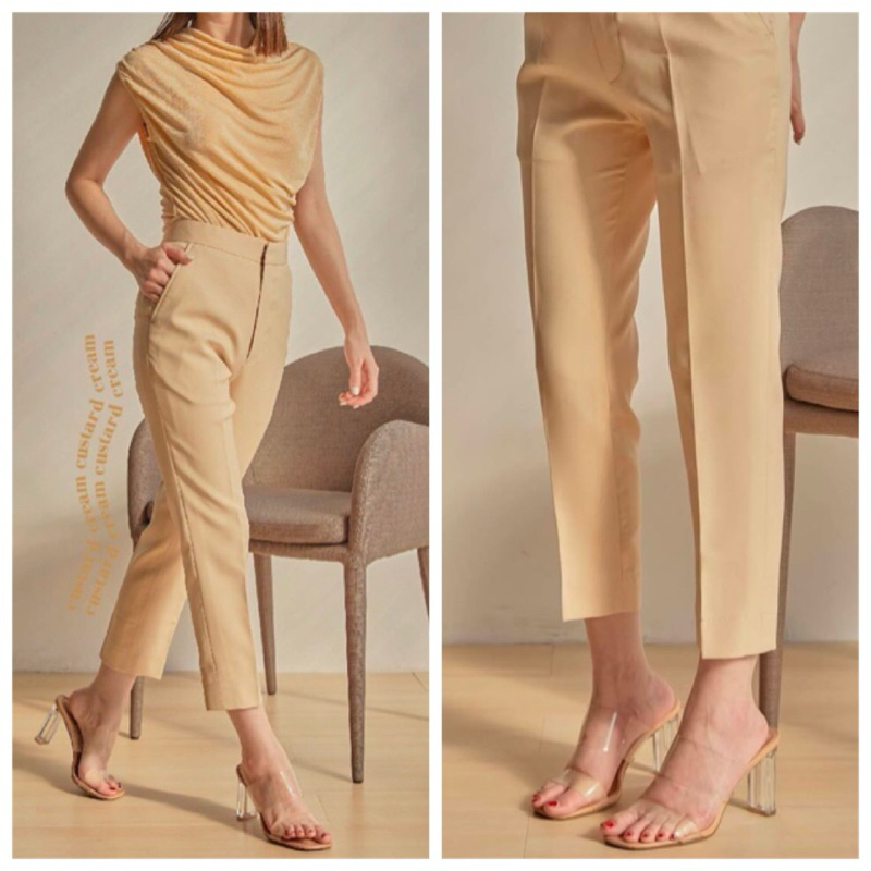 Narit brand  : S signature pants กางเกงขายาว สีครีม