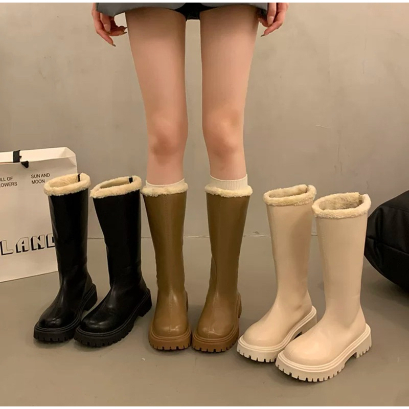 (พร้อมส่ง ในไทย) รองเท้าบูท แฟชั่น สไตล์เกาหลี ข้อยาว ข้อสั้น