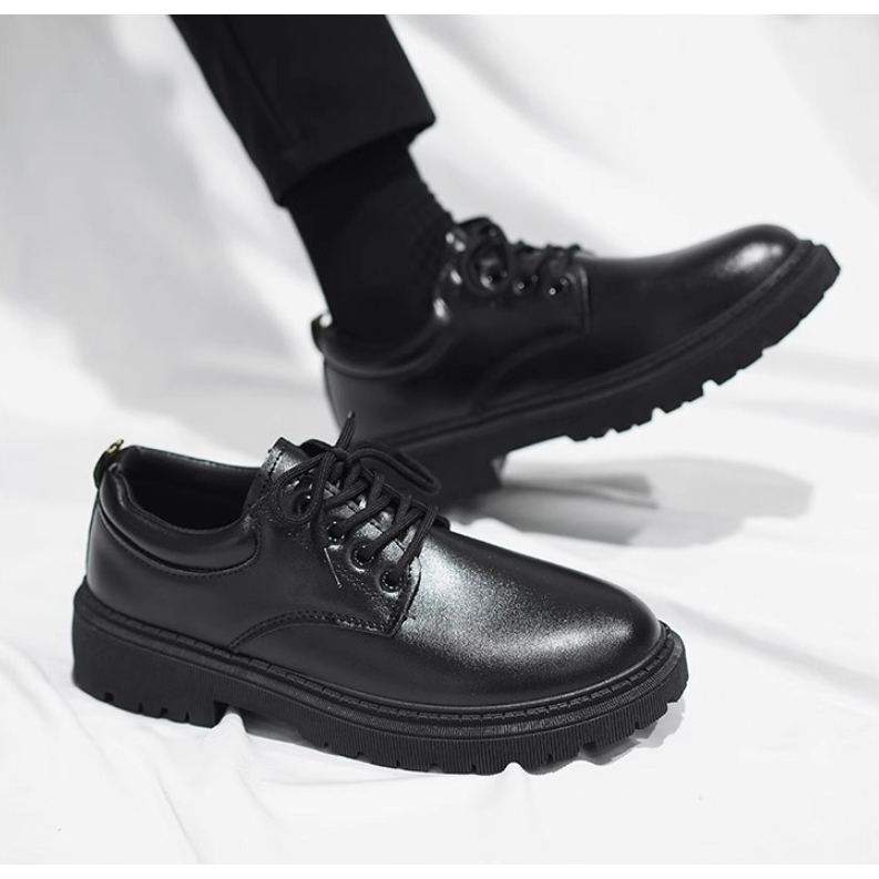 รองเท้าหนังสีดำ แฟชั่น หนังสวยเงา อยู่ทรงสวย พิ้นนิ่มใส่สบาย OX - รูปที่ 5