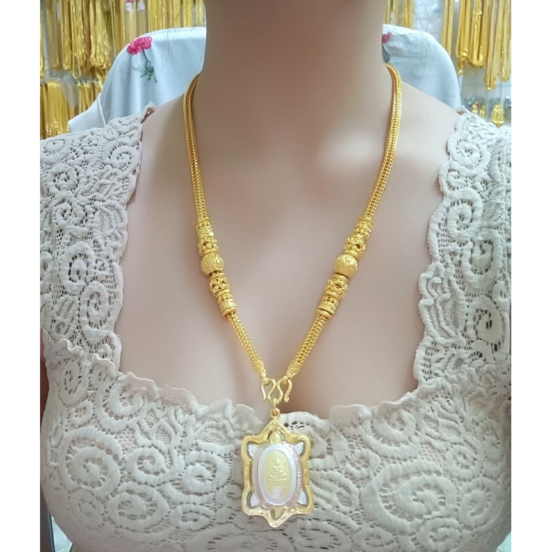 สร้อยคอหกเสาแต่งสุโขทัย5บใหญ่จร้ปู่หลิว3กษัตรทองหุ้มฟรีกล่องตะขอ