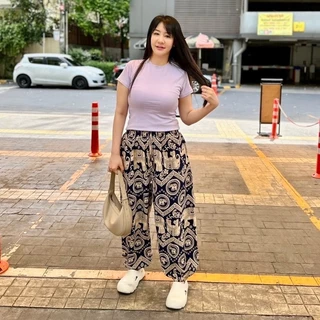 ฺB กางเกงช้างขาจั๊มพลัสไซส์3XL+ กางเกงผ้าไหมญี่ปุ่นนุ่มสบาย ไม่ต้องรีด กางเกงขาจั๊มสาวอวบ ( ขาจั้มไซส์ใหญ่ 3XL +)