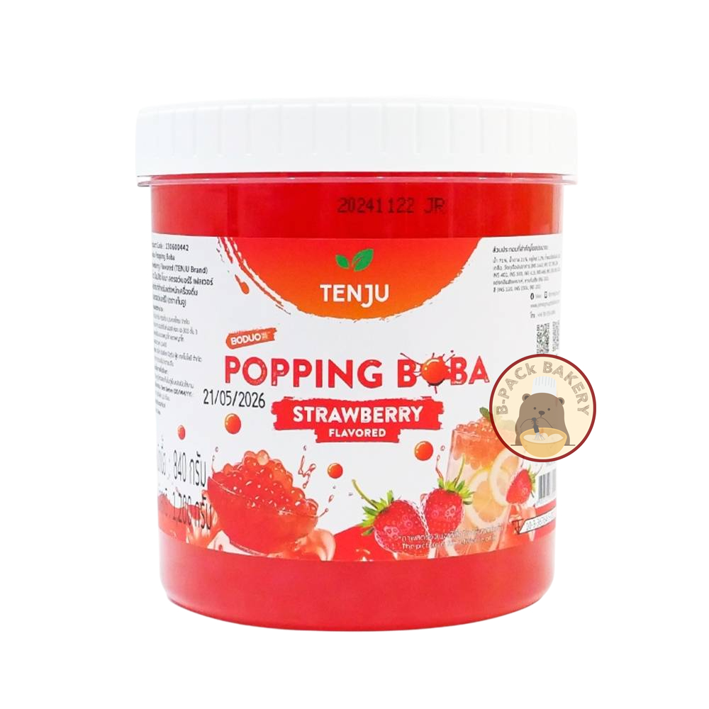 (สตรอเบอรี่) เท็นจู ไข่มุกป็อบ สตรอเบอรี่ TENJU Popping Boba Strawberry 1Kg
