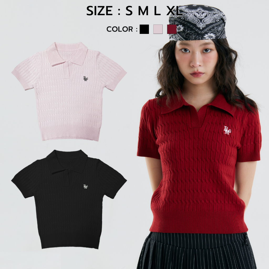 Bemingtop804(S-XL)-Knit champion เสื้อโปโลคอปกลายเปีย ดีไซน์คลาสสิกแต่ไม่ซ้ำใคร